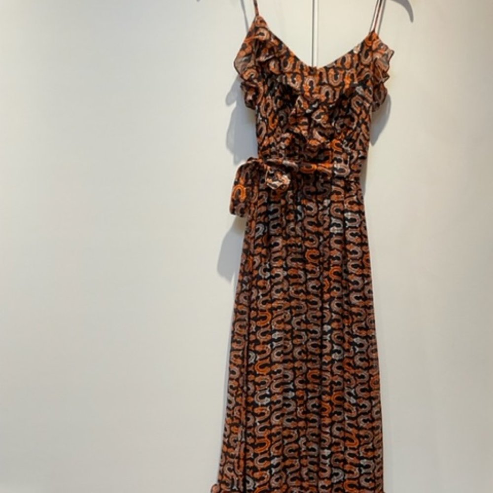 Milly Fish Chiffon/Silk Maxi Dress Size 4